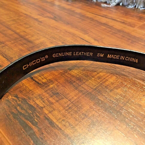 VINTAGE Stone Disc Filigree Black Leather Belt - Picture 9 of 11